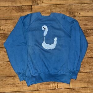 Bassett-Walker Sweatshirt Blue With Hand Painted Swan XL 23x24 Vintage Made In